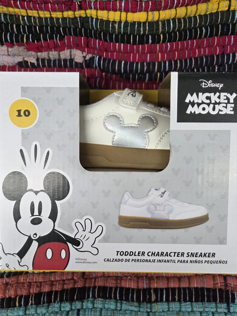 Disney Toddler Sneakers White Silver with Tan Sole